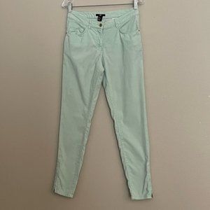 H&M Mint Green Corduroy Skinny Pants w/ Ankle Zippers - 6